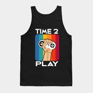 Time 2 Play Gaming Vintage Retro Controller Gamer Tank Top